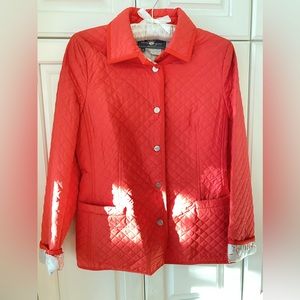 Salvatore Ferragamo quilted Jacket Coral color padded 100％ silk lining size IT38